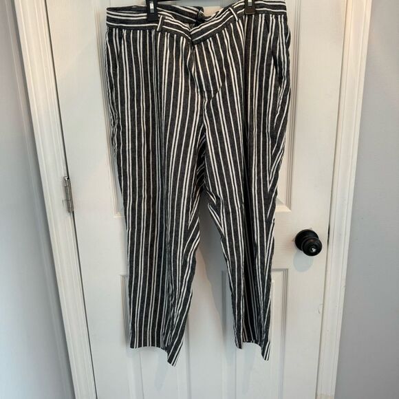 Banana Republic Women's Size 16 Black & White Striped Linen Blend Pants S0302 - Picture 1 of 7